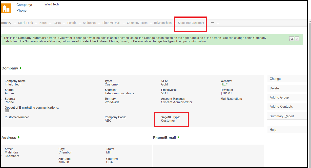 Sage 100 crm