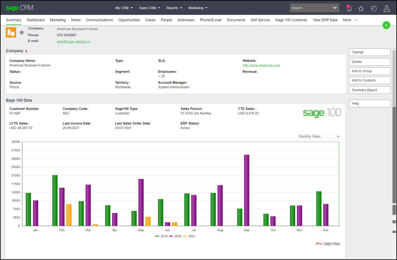 Sage 100 crm