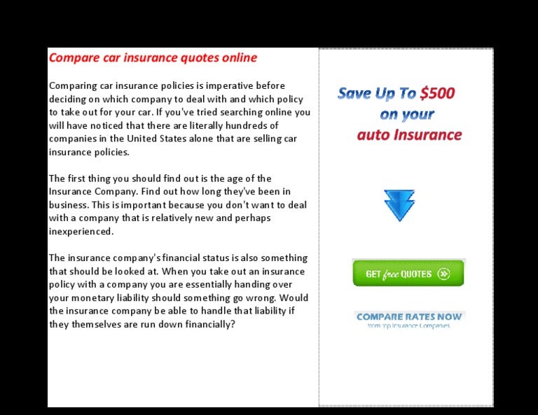Compare auto insurance rates online