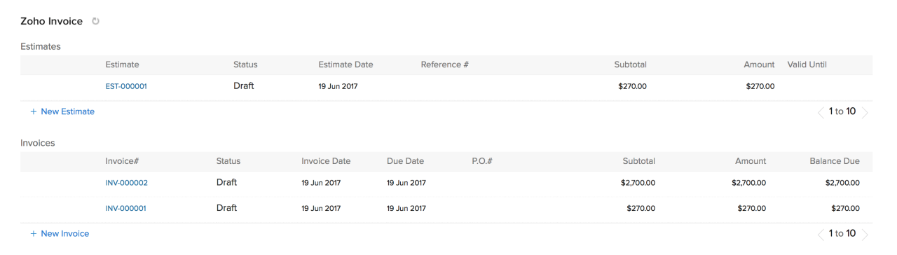 Crm zoho invoice help search